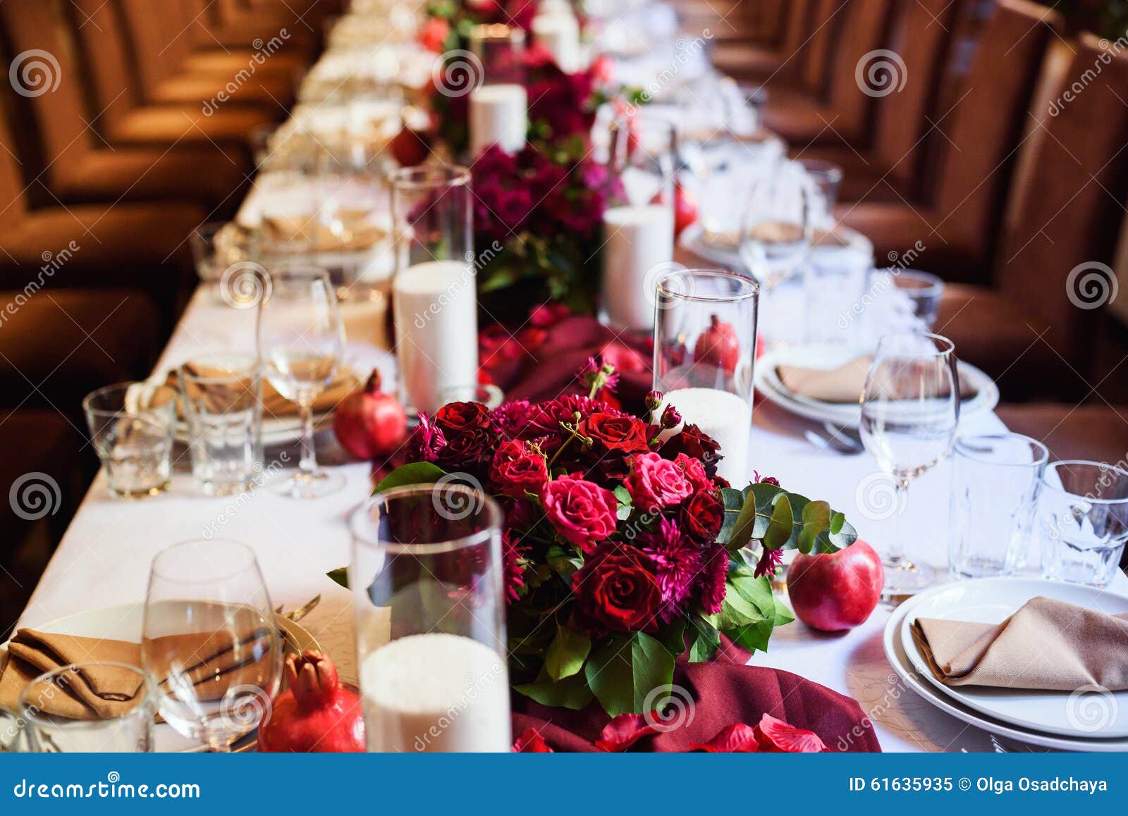 Table Set for Wedding or Another Catered Event Dinner Stock Image