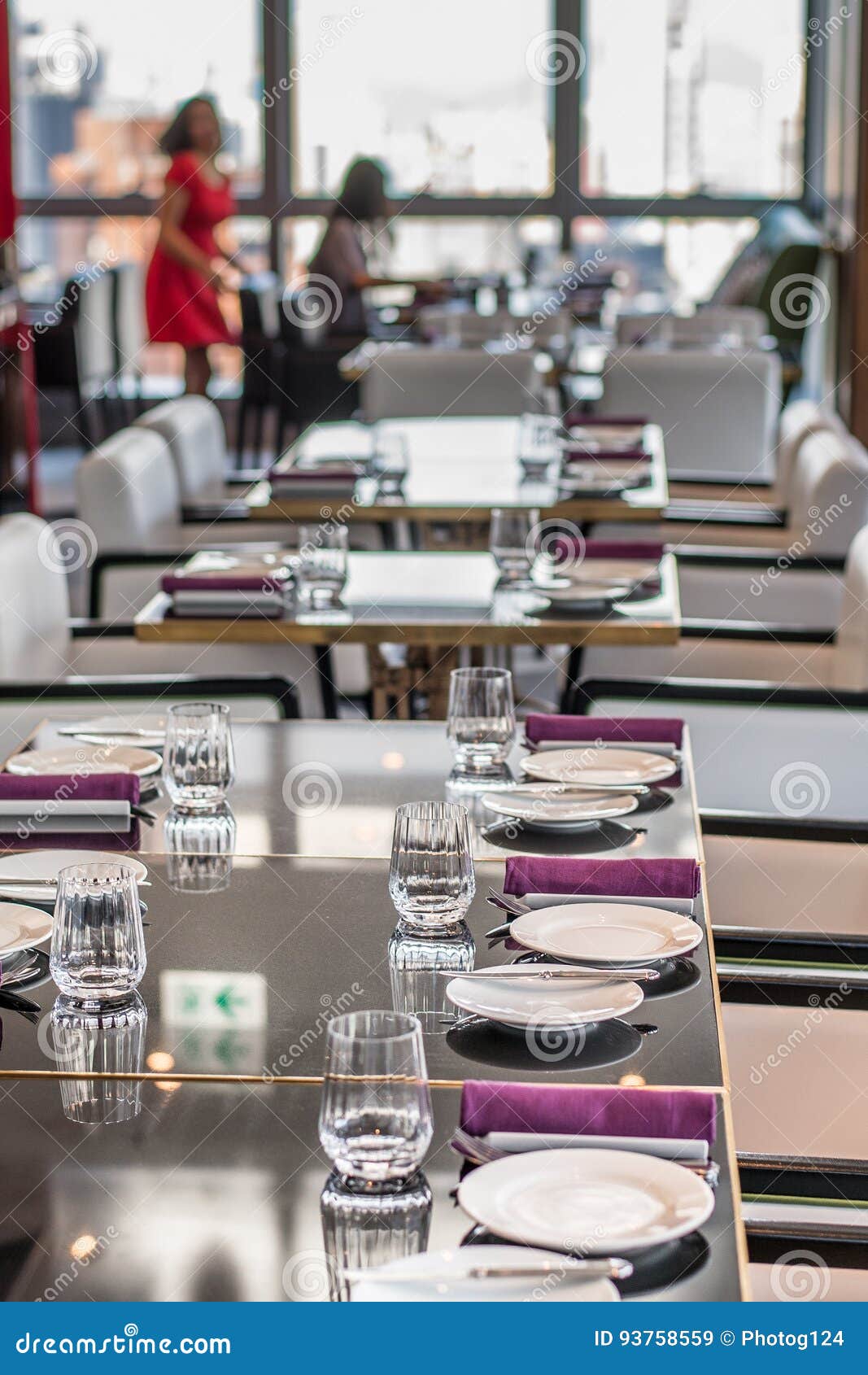 Table Setting Fine Dining Restaurant Stock Image Image of napkins