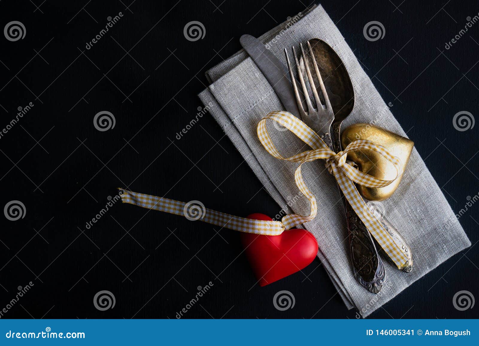 table setting with hearts