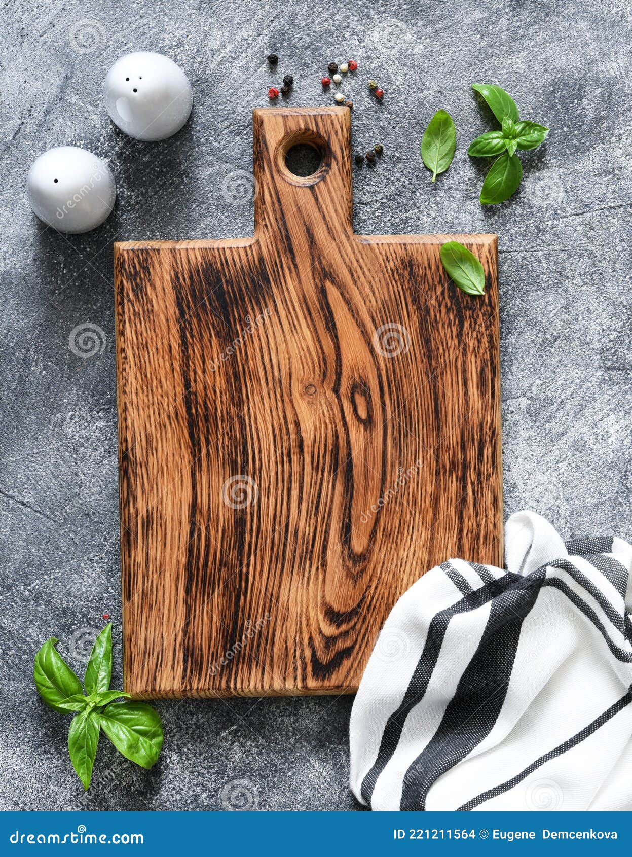 Table Setting. Kitchen Wooden Board with a Napkin with a Place for the