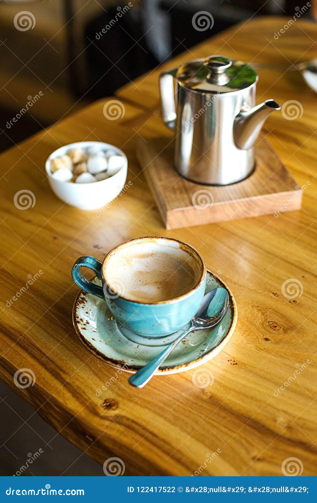 Restaurant, Lunch Time. Dinner Table with Plates and Utensils. Stock Photo Image of pastry