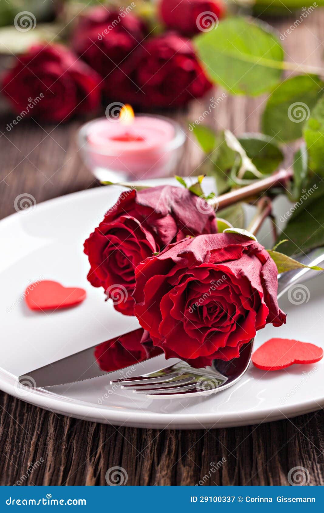Table Setting for Valentines Day Stock Image Image of symbol, flower