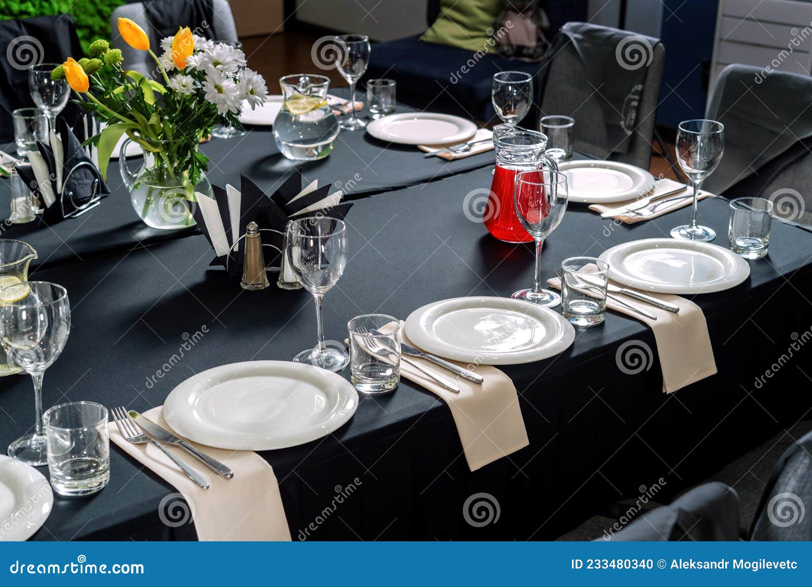 Table Setting for a Wedding or Dinner Event, Black Tablecloth White Plates-2. Stock Photo - Image of detail, banquet: 233480340 Table Setting For A Wedding Or Dinner Event, Black Tablecloth White Plates-2. Stock Photo - Image Of Detail, Banquet: 233480340