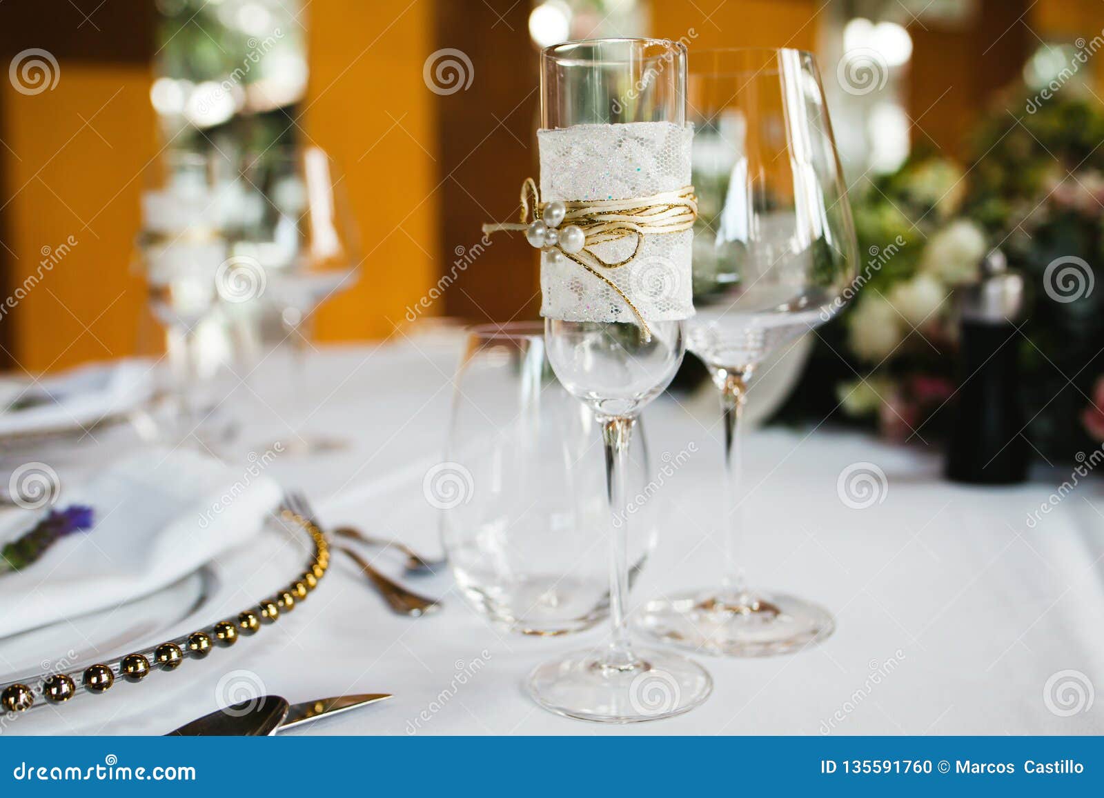 Table Setup Wedding Guest Table Reception Layout Stock Photo
