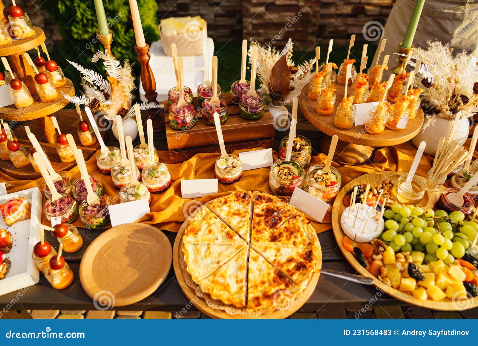 Table with Snacks. Buffet. Beautiful Presentation of Dishes for