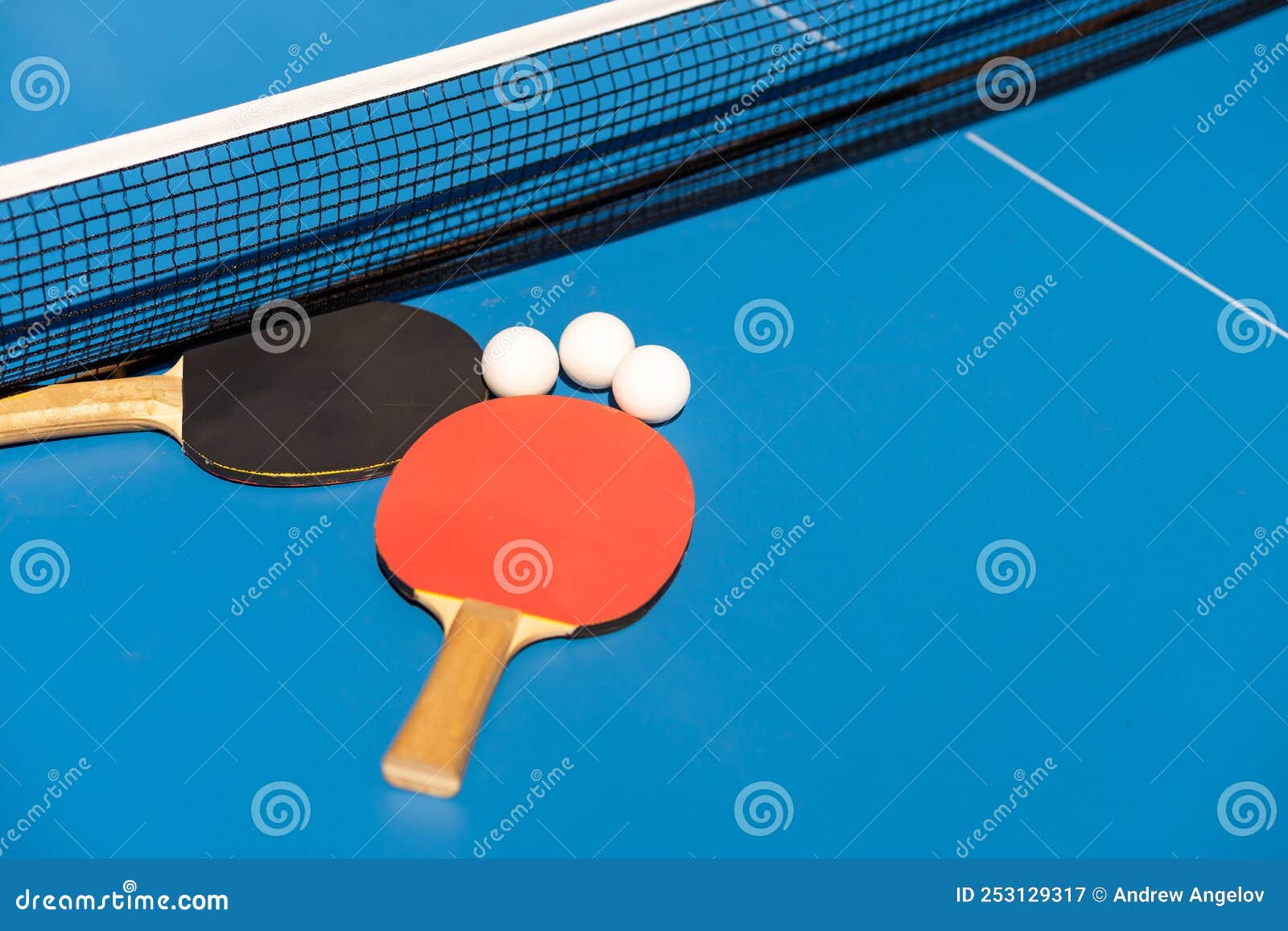 Table Tennis Ball and Bat. stock image. Image of shadow 253129317