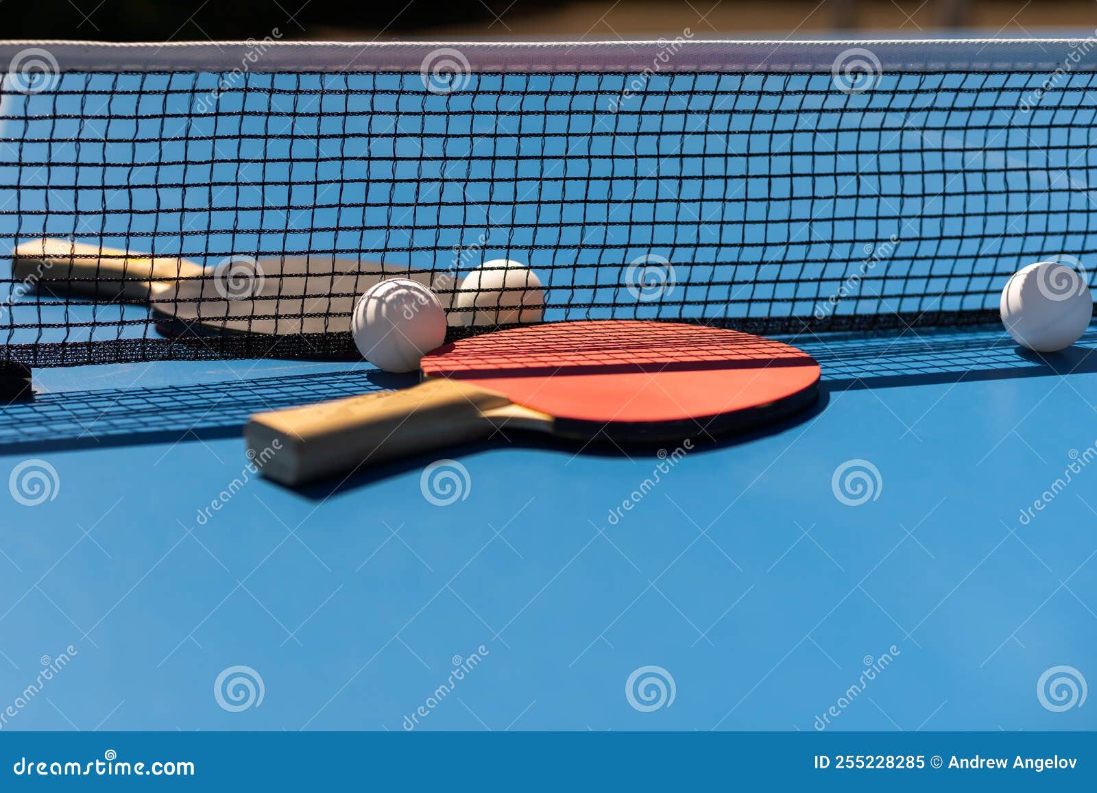 Table Tennis Ball and Bat. stock image. Image of center 255228285