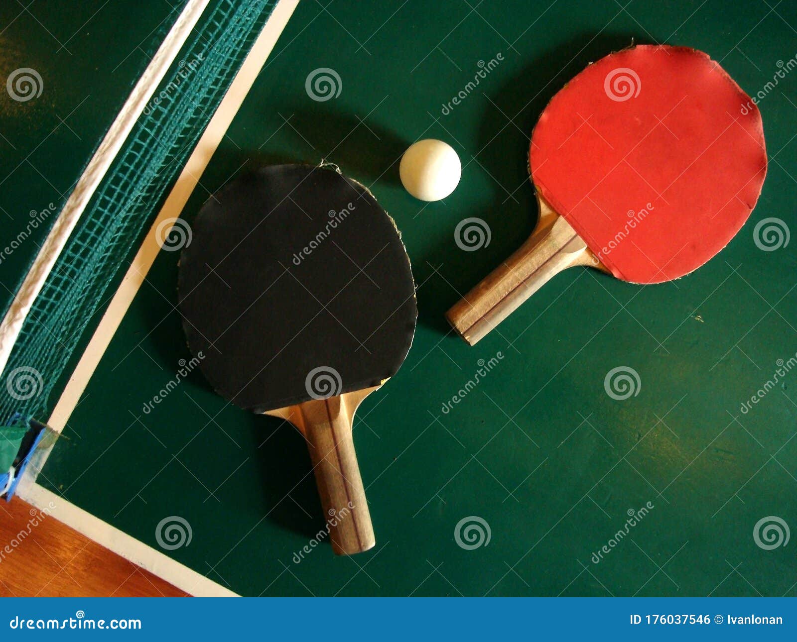 Table Tennis Bats and the Ball Stock Photo Image of pingpong, green