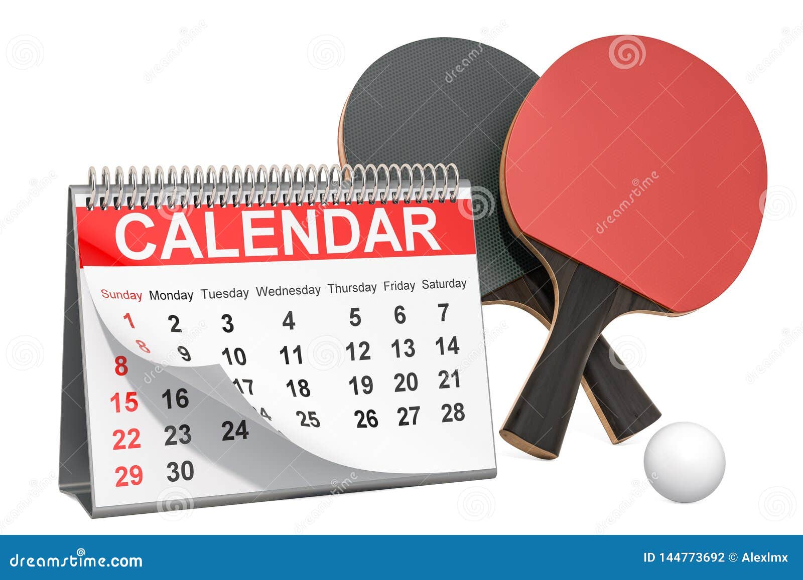 Table Tennis Events Calendar Concept. 3D Rendering Stock Illustration