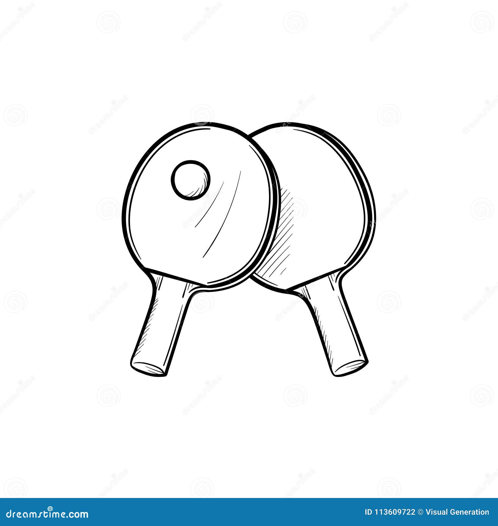 Hand sketch table tennis racket and ball Vector Image