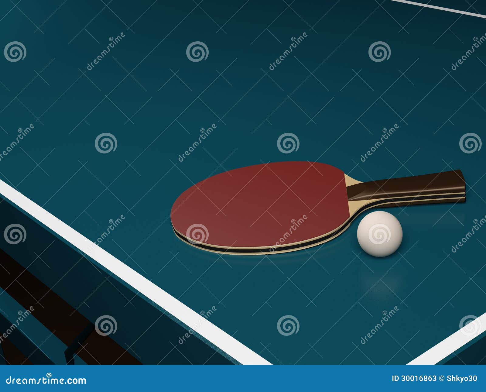 Table Tennis with One Racket and a Ball Stock Illustration