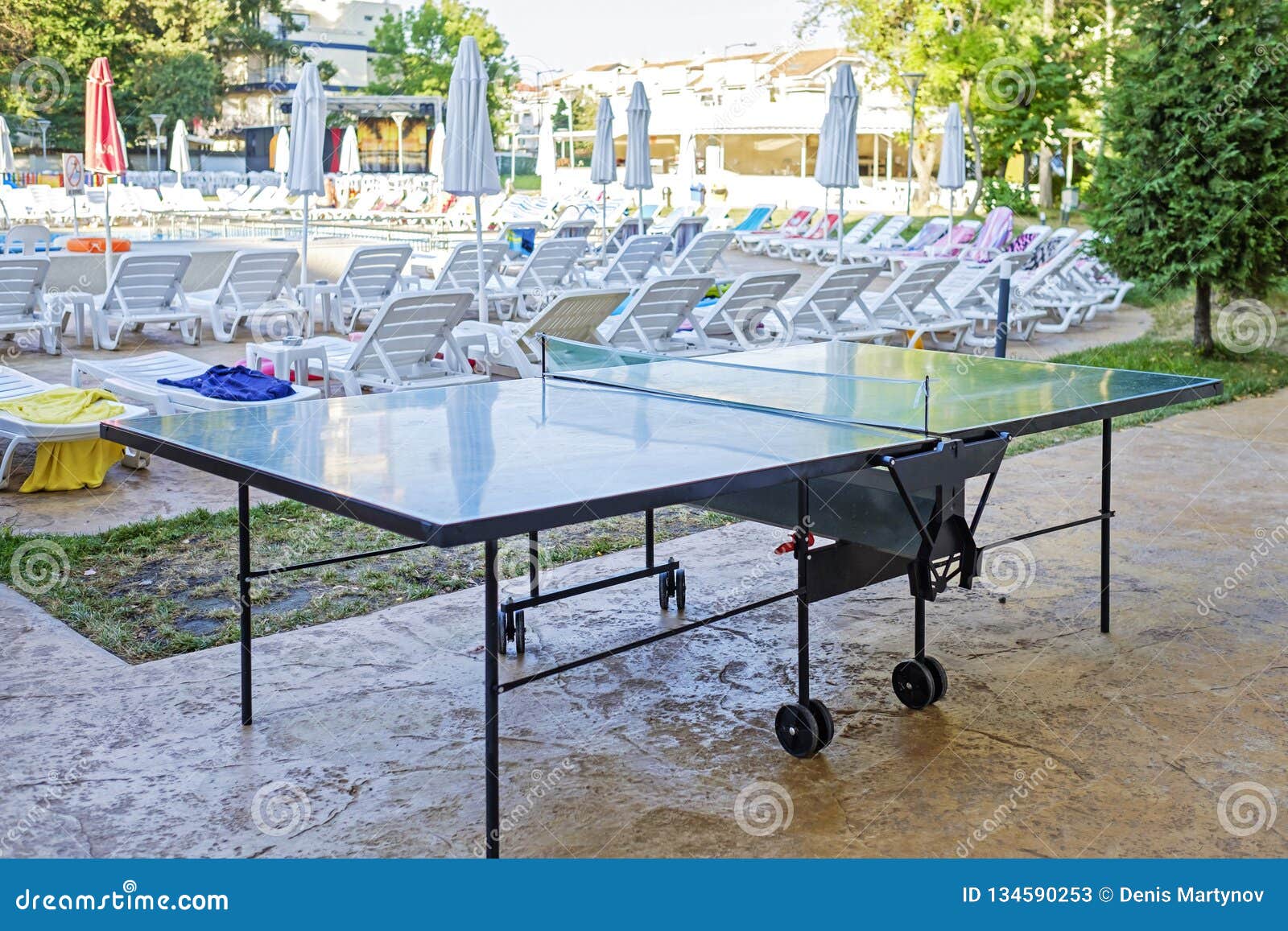 Table for Table Tennis by the Pool 3 Stock Image Image of hobby