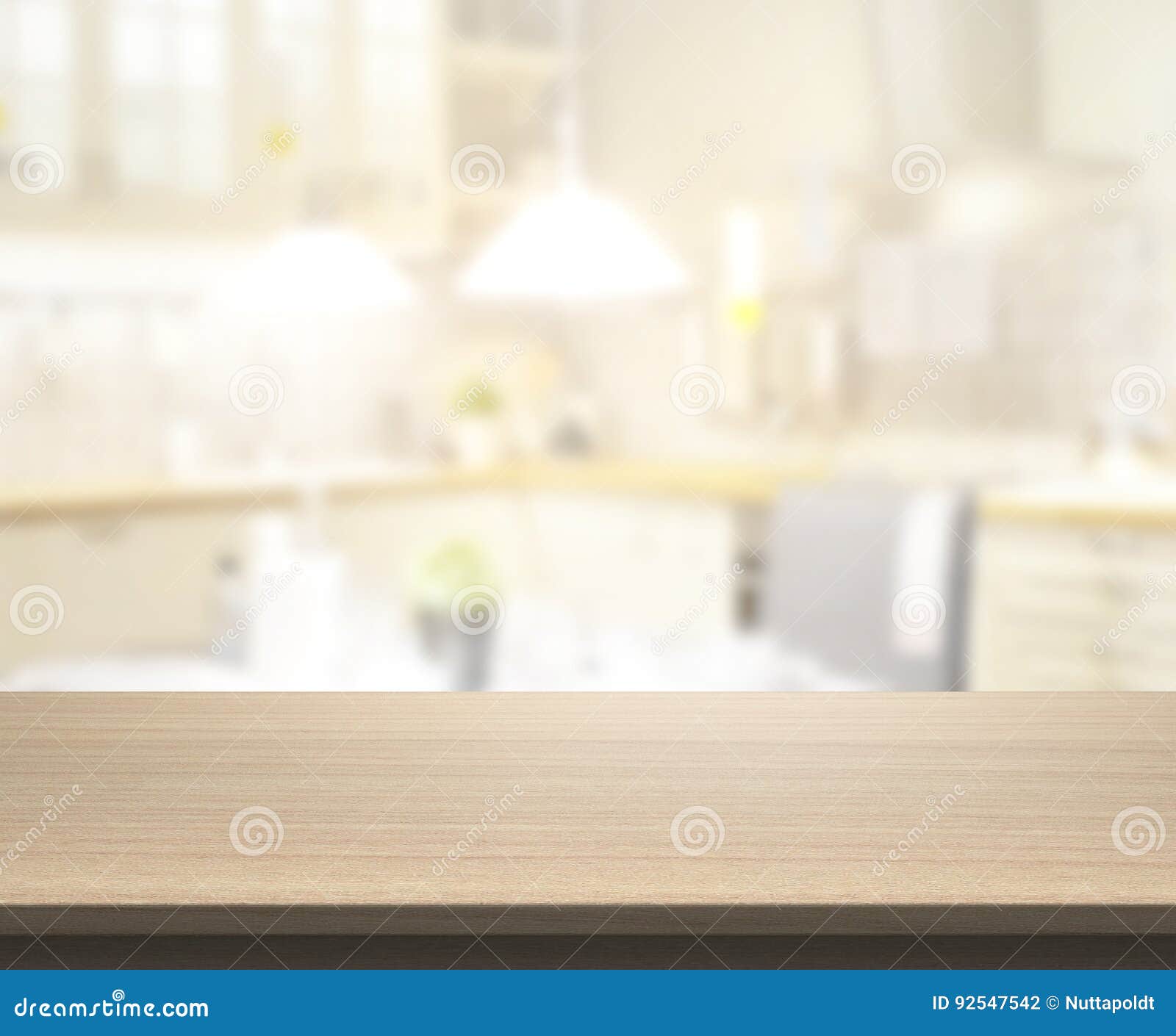 Table Top and Blur Kitchen Room of Background Stock Photo - Image of ...