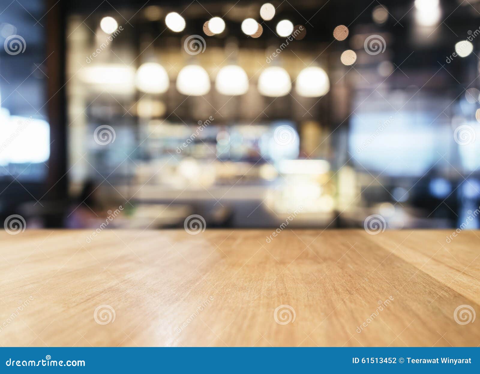 table top with blurred bar restaurant cafe interior background