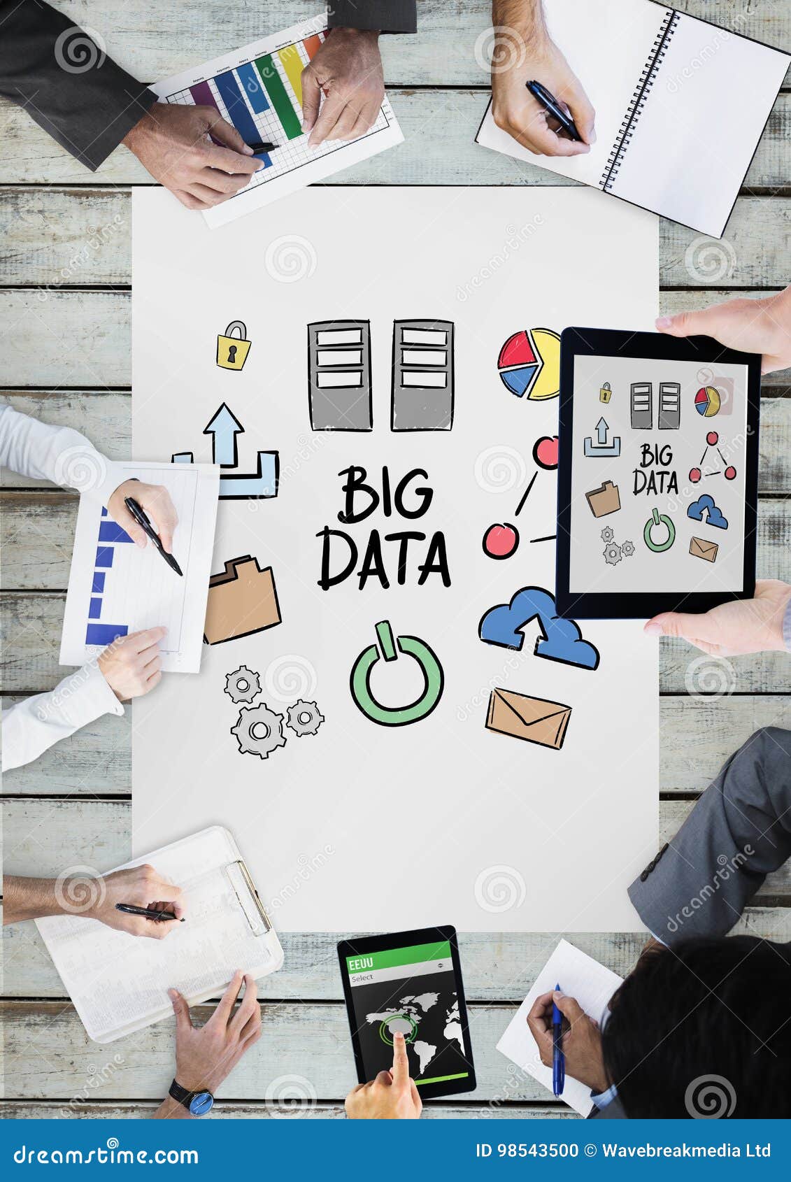 Table Top Meeting with  Graphics Stock Photo Image of presentation, business 98543500