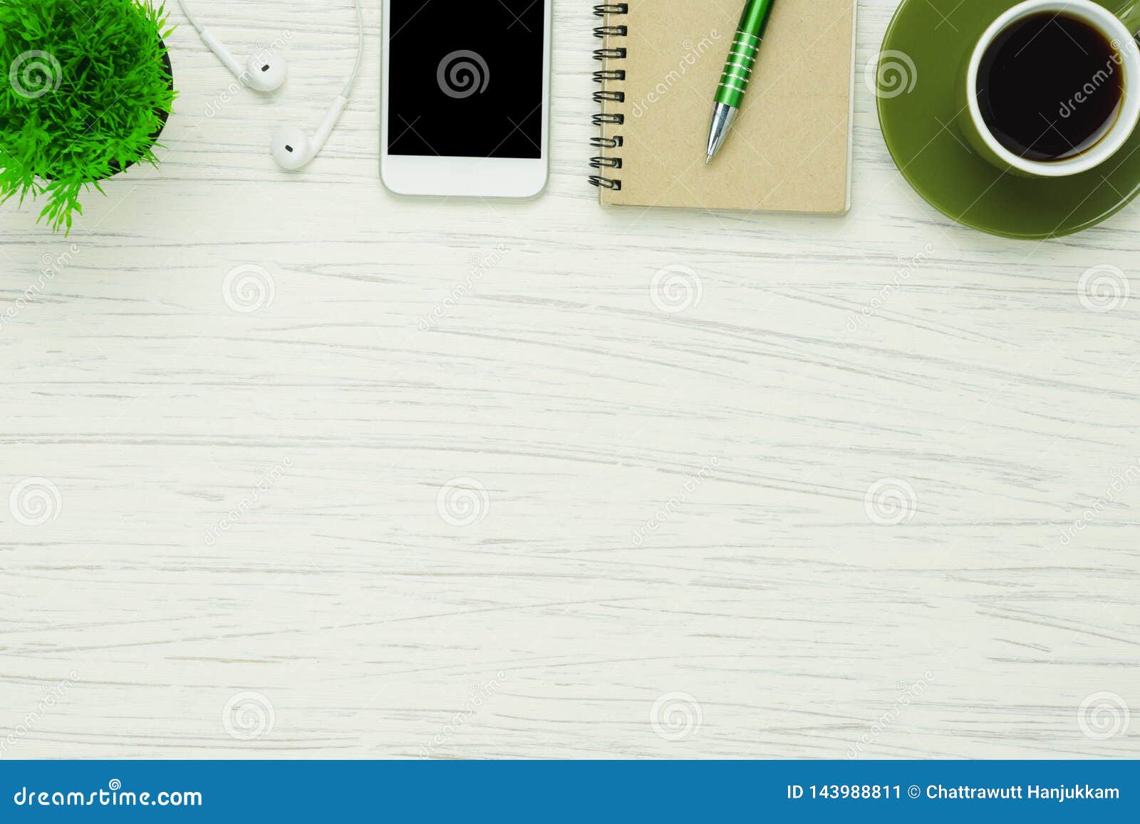 Table Top View Aerial Image Stationary On Office Desk Background