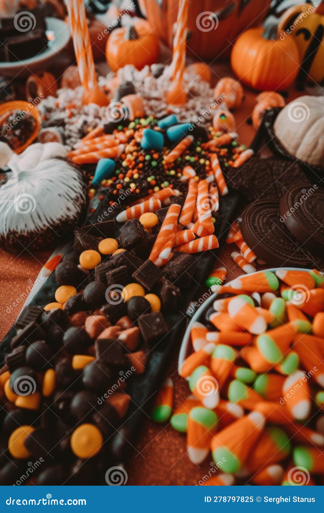a table topped with lots of different types of candy. generative ai image.