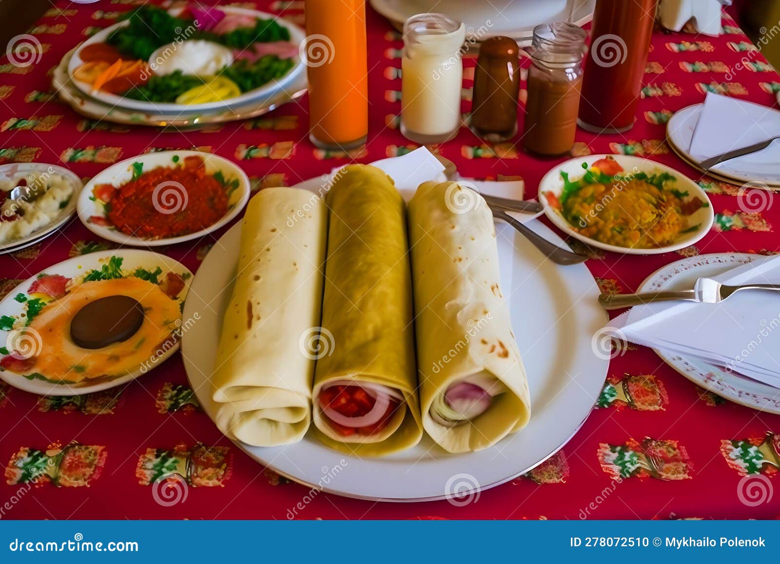 Table with Turkish National Dishes. Neural Network AI Generated Stock