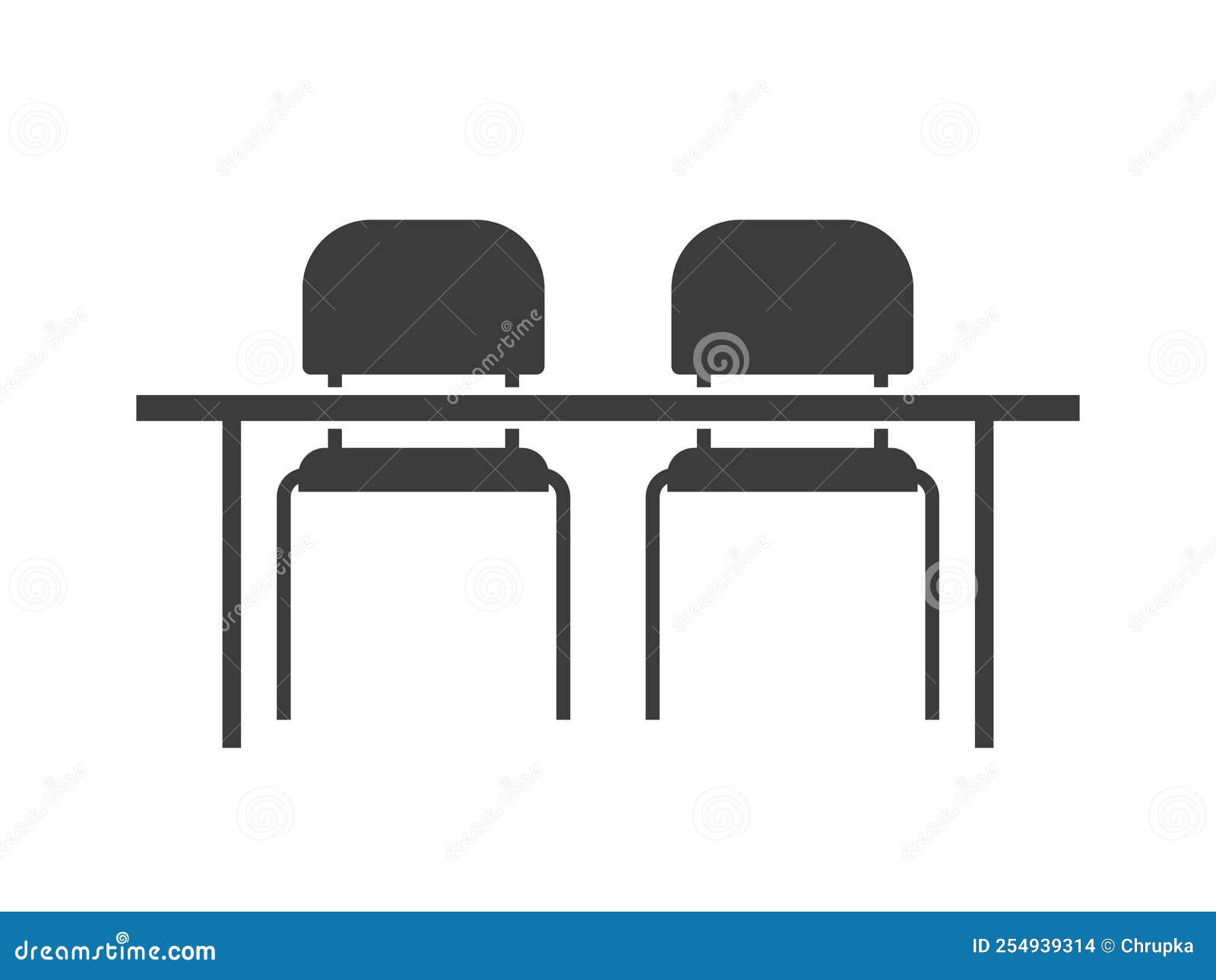 Table and Two Chairs , Classroom, School Desk Stock Vector