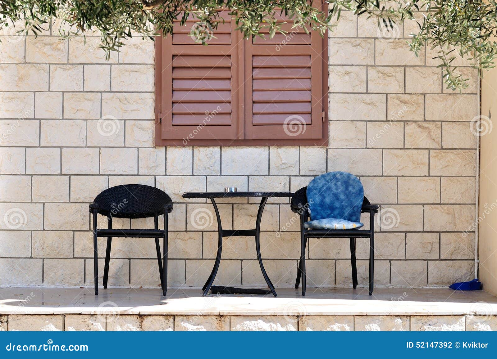 Table with Two Chairs in Front of House Stock Photo Image of calmness
