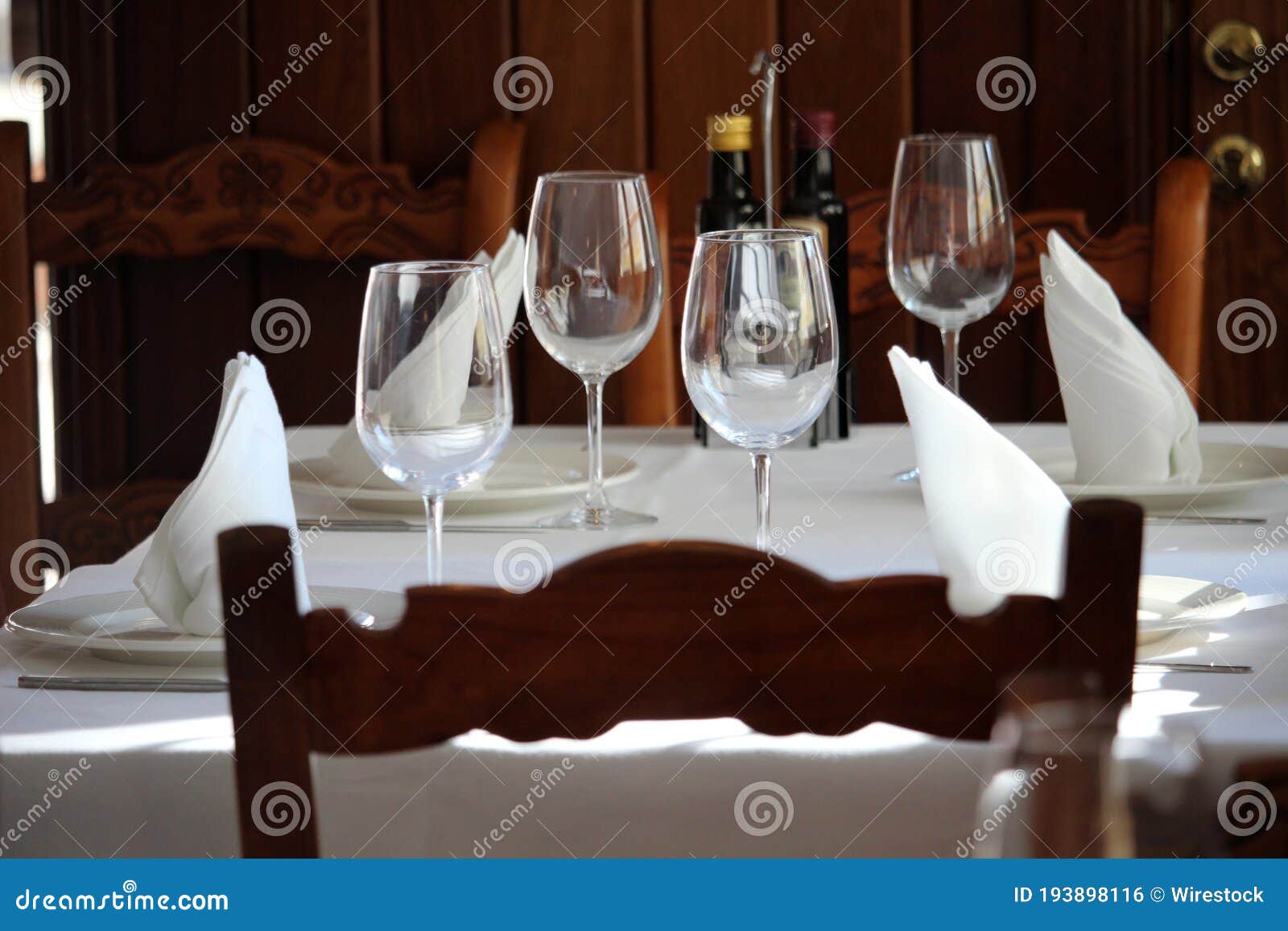 Table with Wine Glasses on it Stock Photo Image of alcoholic, bottle