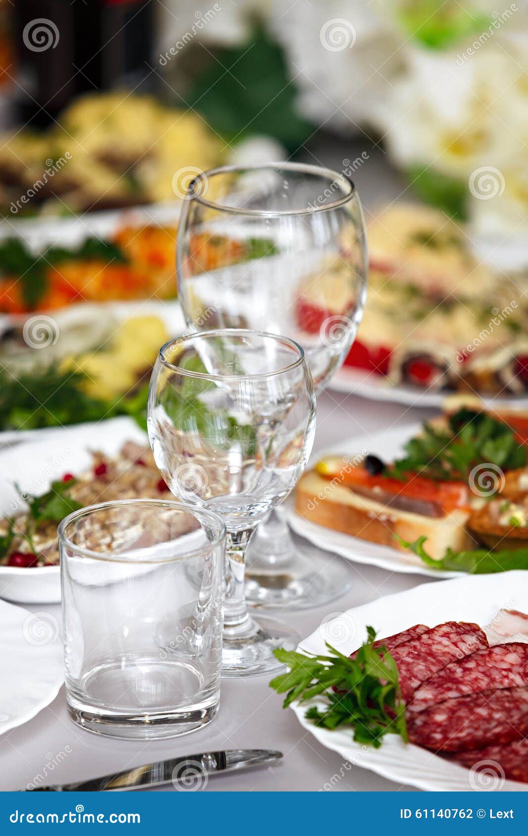 Table wine glasses wine stock photo. Image of home, detail 61140762