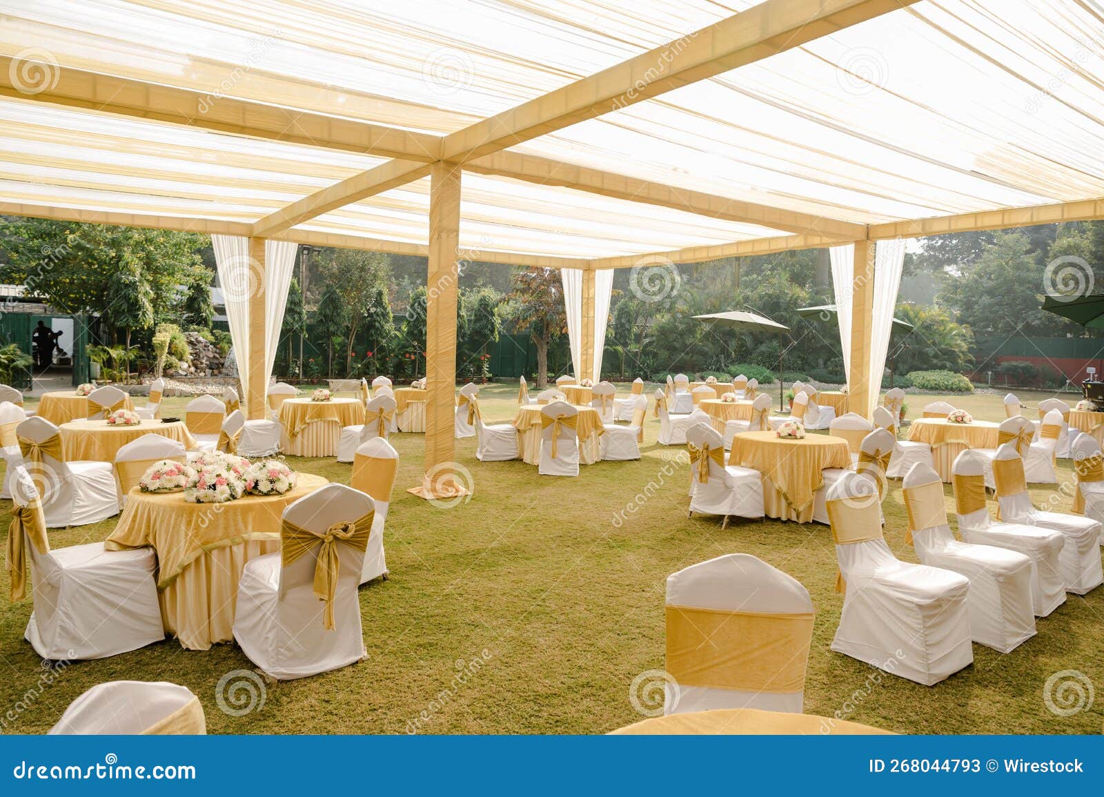 Tables and Chairs on a Wedding Reception Stock Image Image of