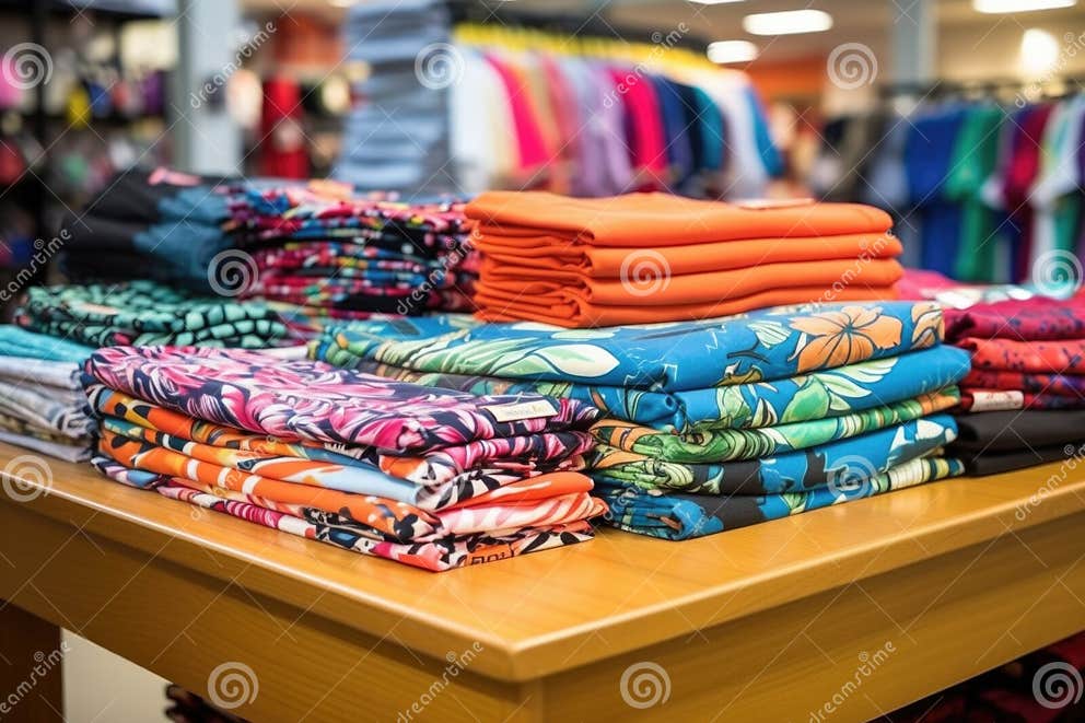 Tables with Different Types of Athletic Wear Patterns Stock Image