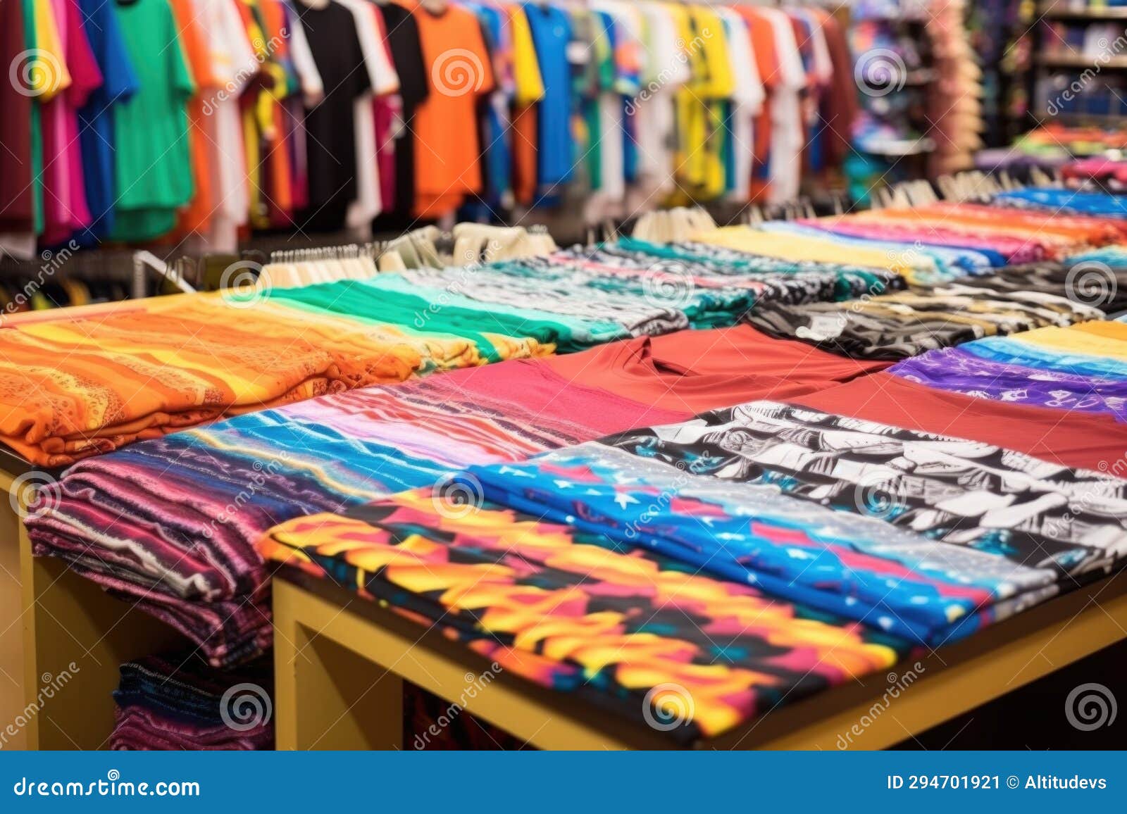 Tables with Different Types of Athletic Wear Patterns Stock Image