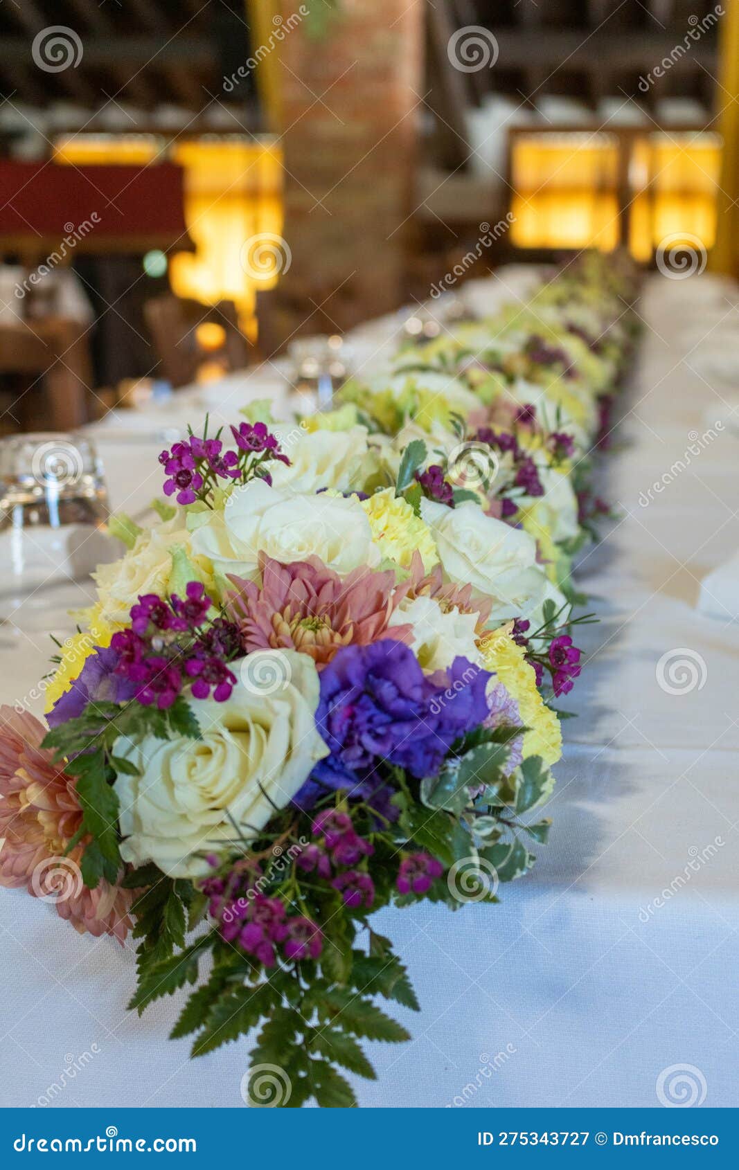 Tables with Flowers for Wedding Decorations Stock Image Image of
