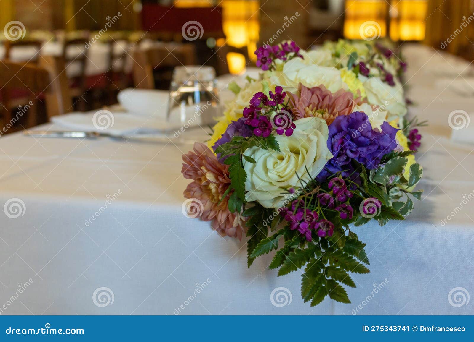 Tables with Flowers for Wedding Decorations Stock Image Image of