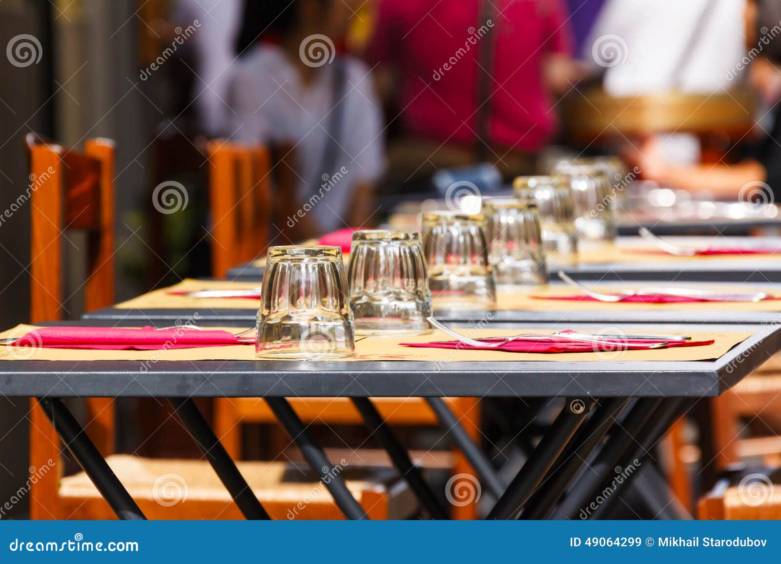 Tables with Glasses at an Outdoor Cafe Stock Image Image of casual