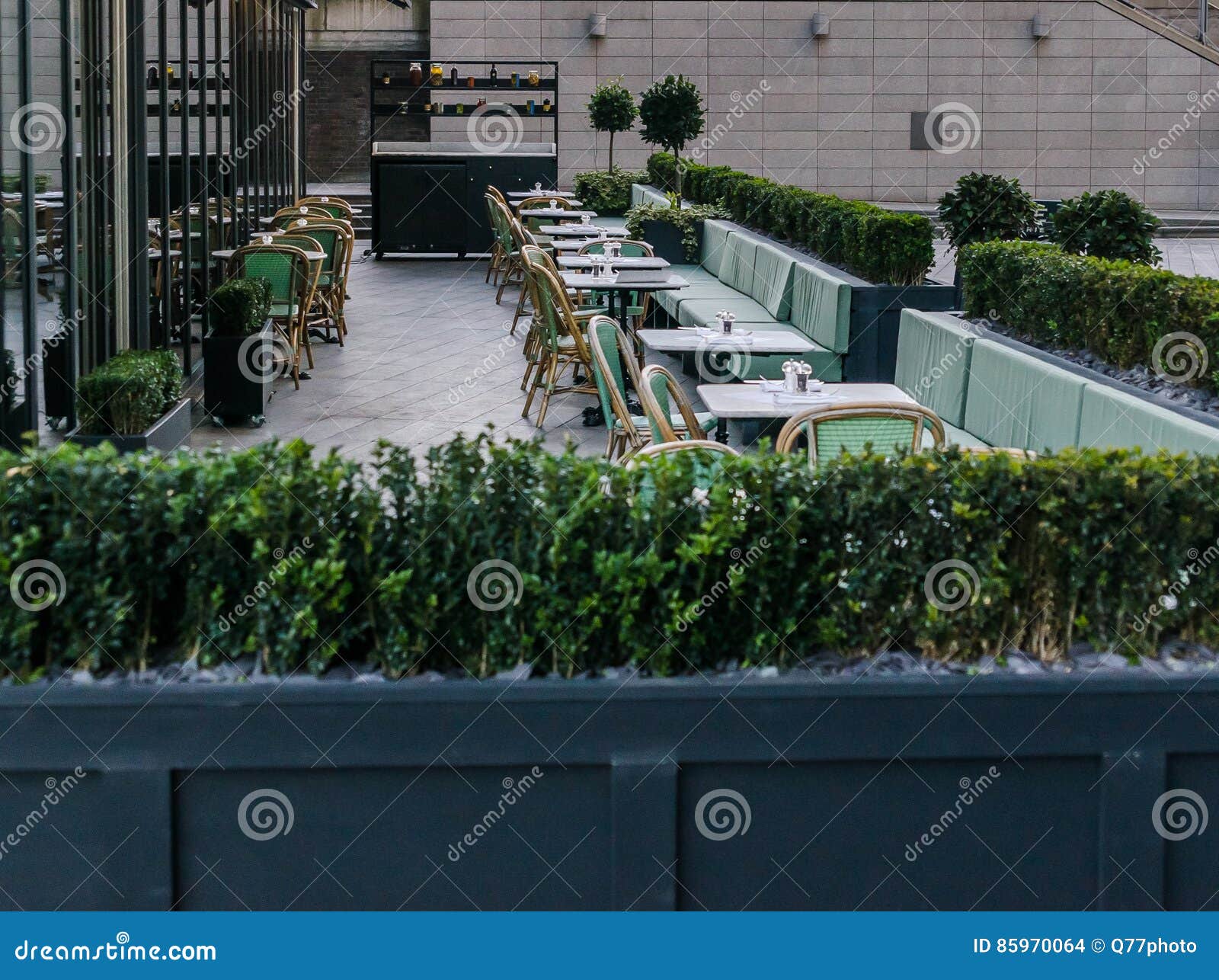 Tables Outside The Restaurant, A Pleasant Place For Lunch Next T Stock