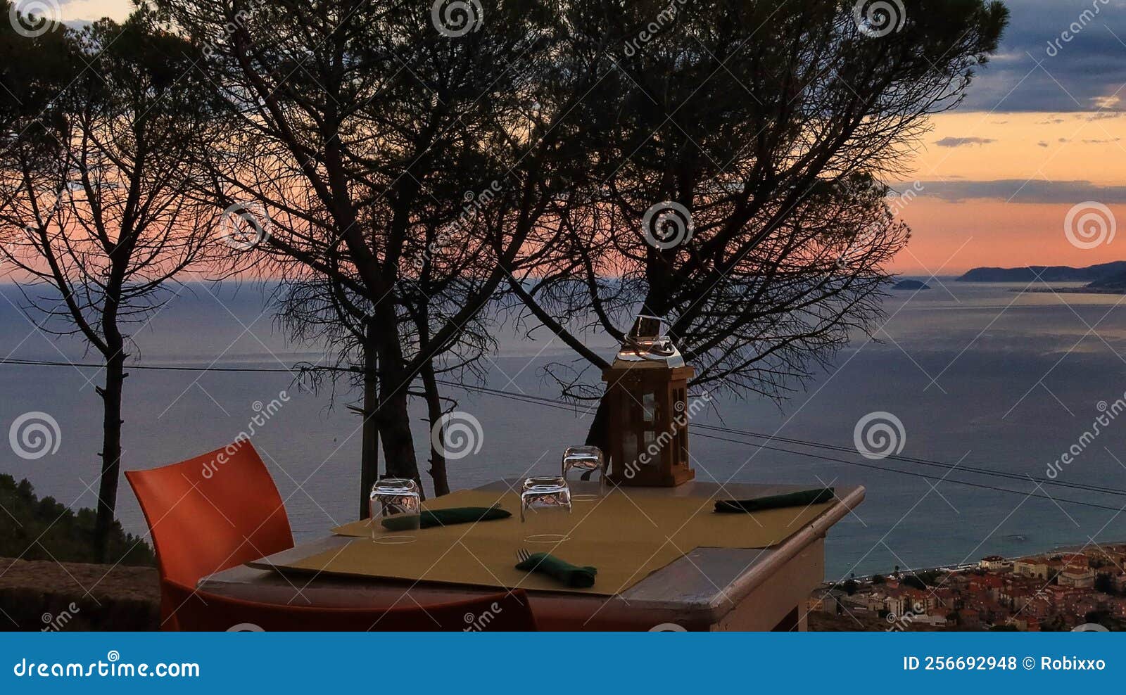 Tables of a Restaurant with a Beautiful Sea View in a Western Ligurian ...