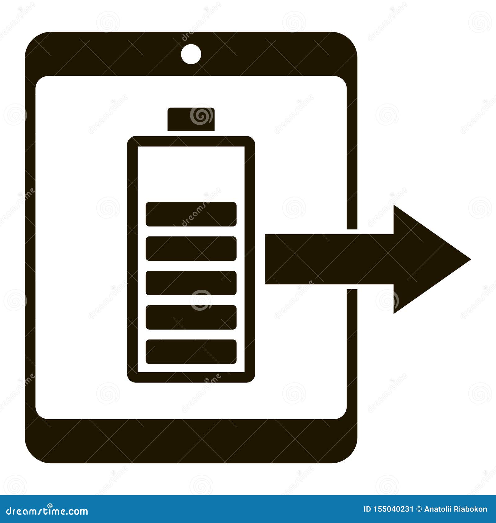 Tablet Battery Charging Icon, Simple Style Stock Vector Illustration