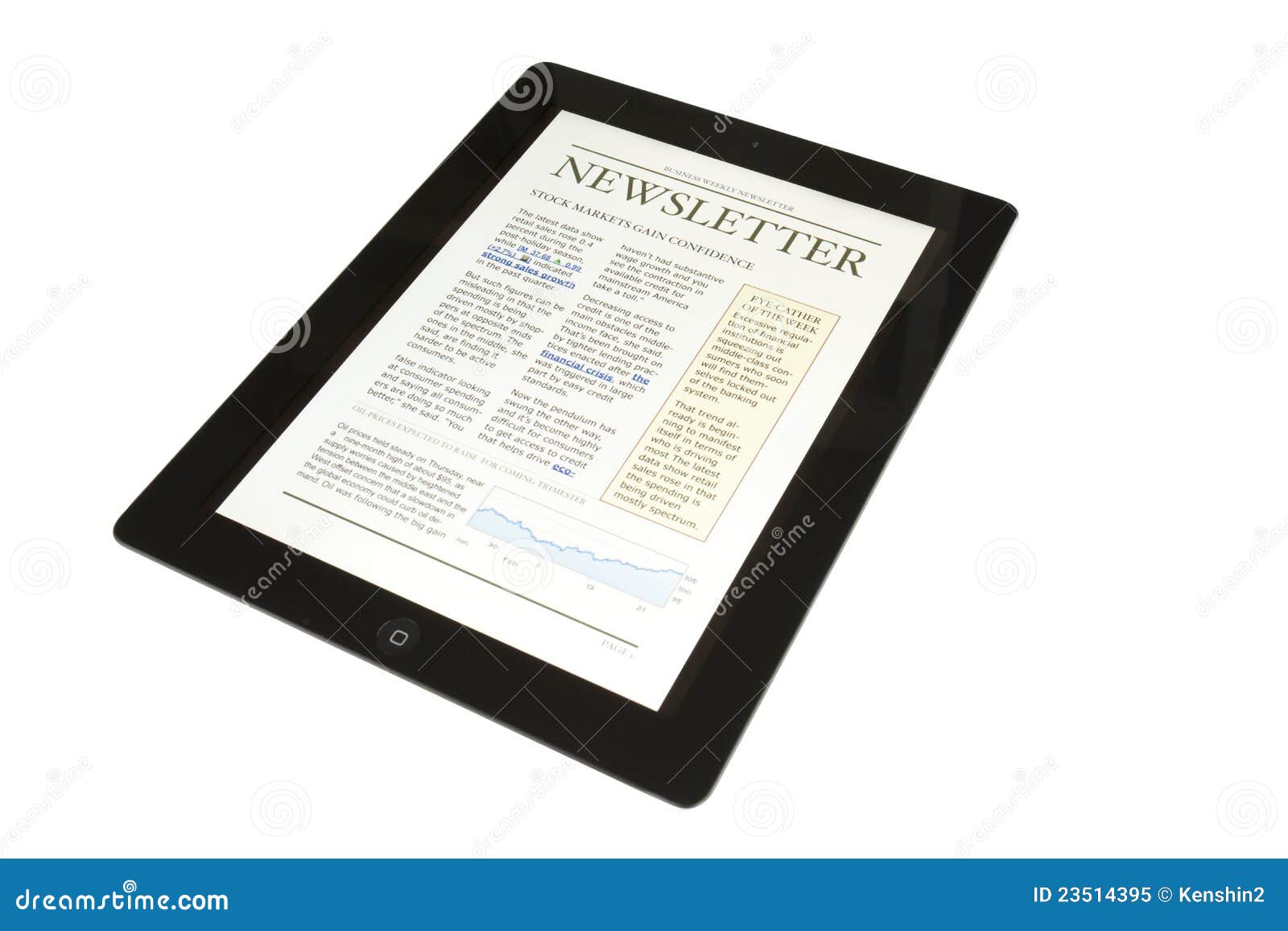 tablet with business newsletter