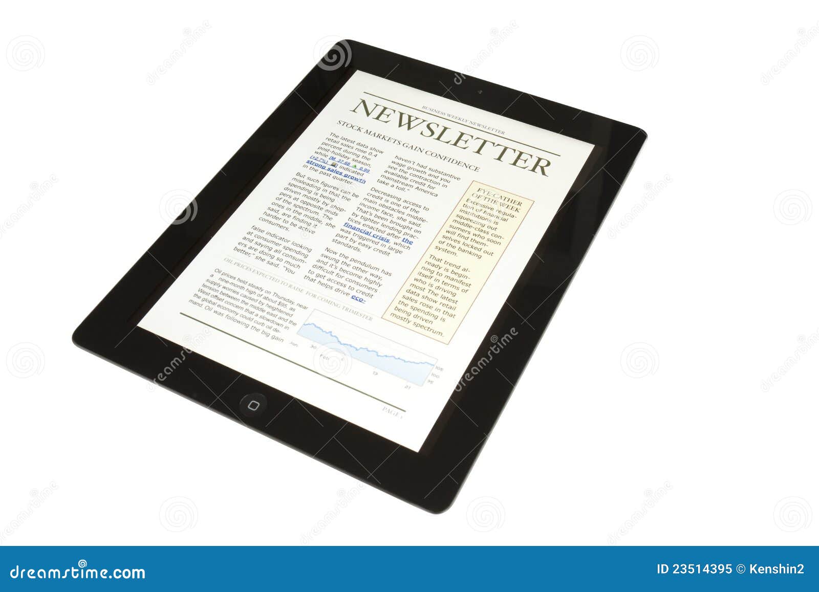 Tablet with Business Newsletter Stock Image Image of newsletter