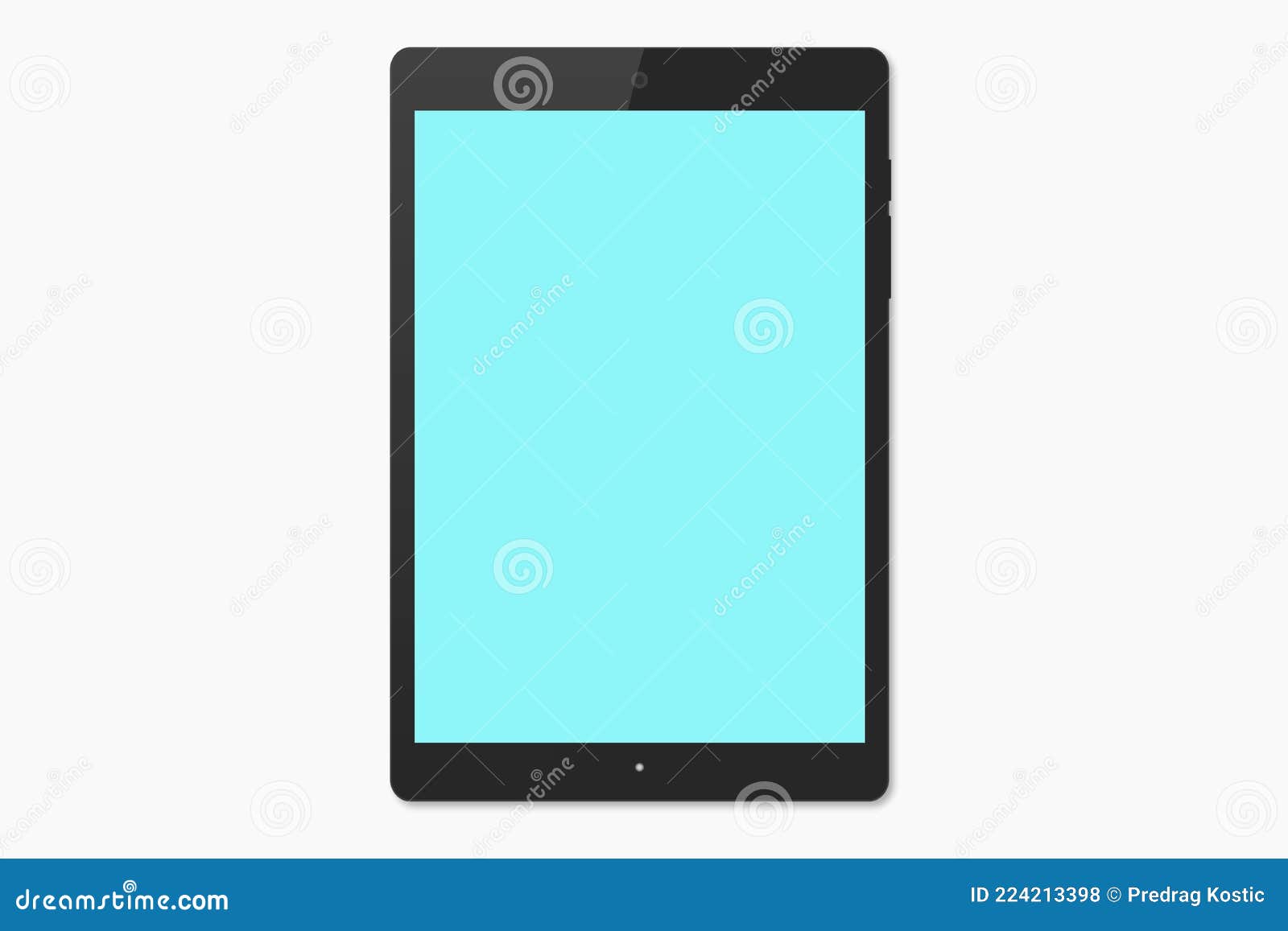 Tablet Computer with Blank Blue Screen. Stock Illustration