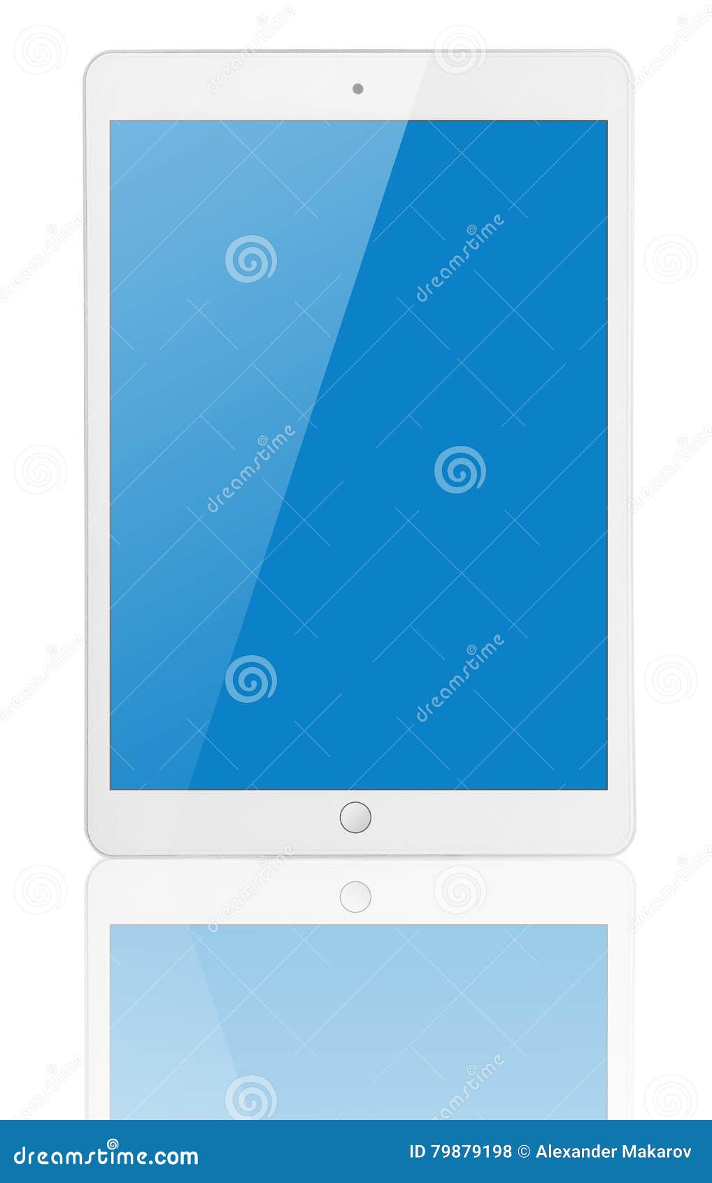 Tablet Computer with Blue Screen Stock Illustration Illustration of