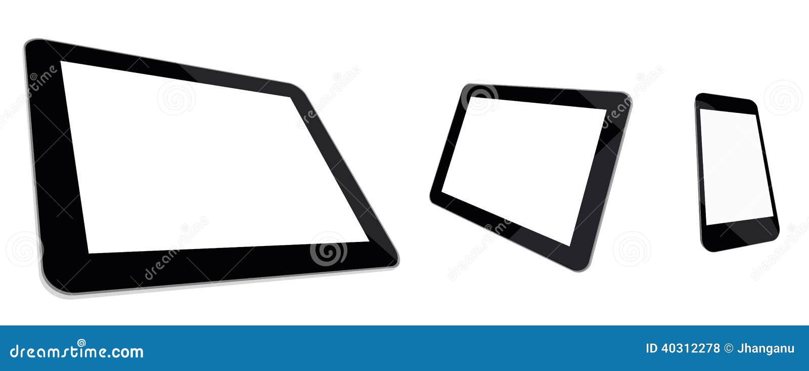 tablet computer, mini tablet and smartphone blank
