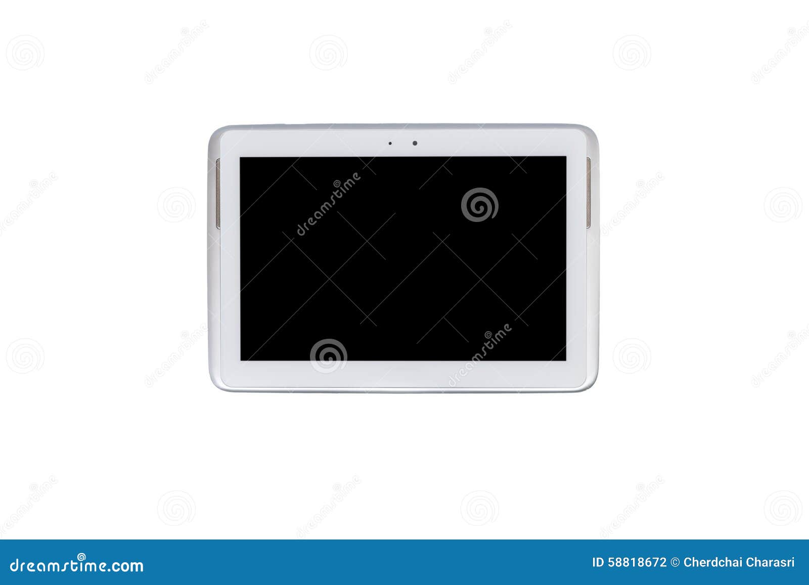 Tablet Computer, Pen And Notebook Isolated On Over White Backgro Stock