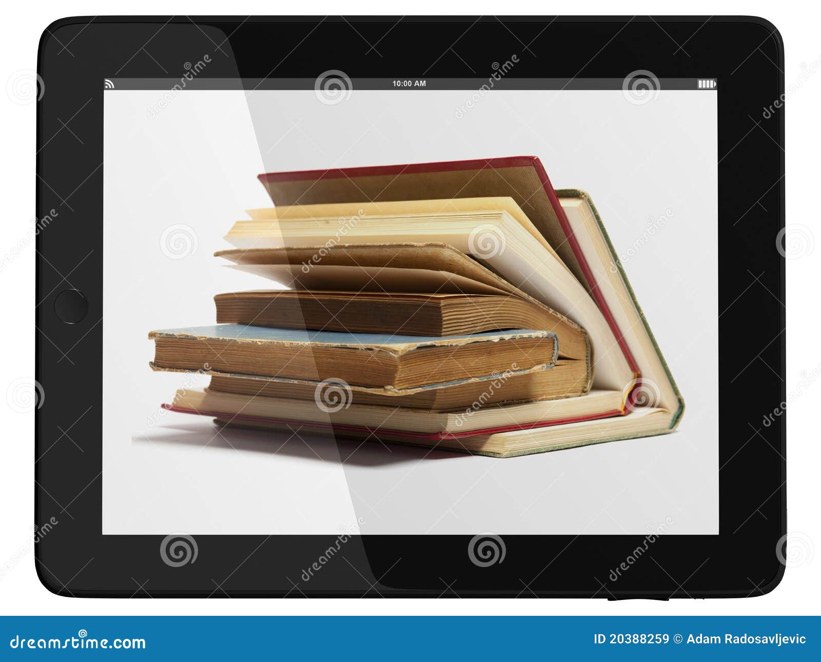 Tablet Computer Und Buch DigitalBibliotheksKonzept Stockbild Bild