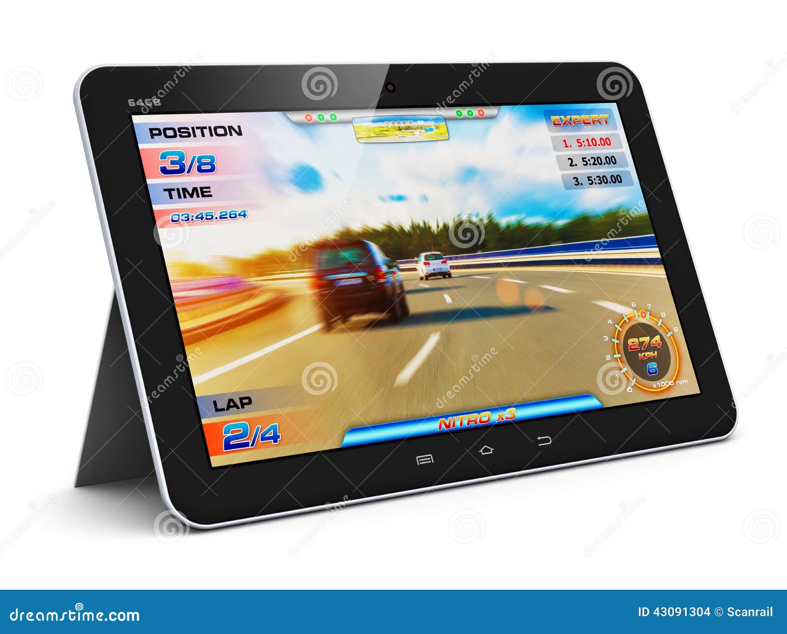 Tablet Computer with Video Game Stock Illustration Illustration of