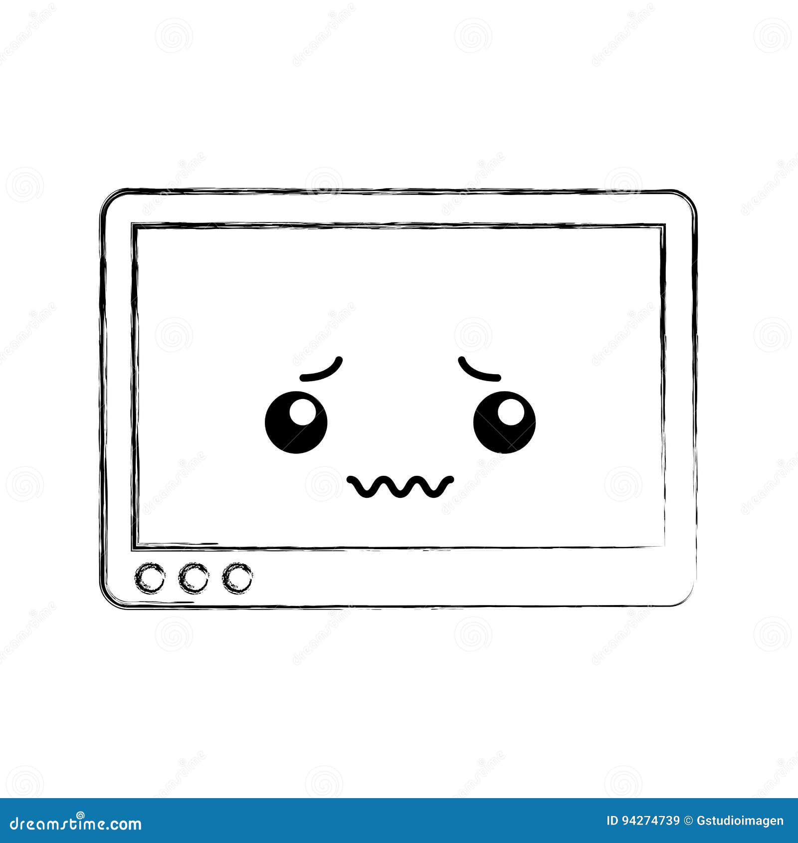 Tablet Device Kawaii Character Stock Vector - Illustration of modern ...