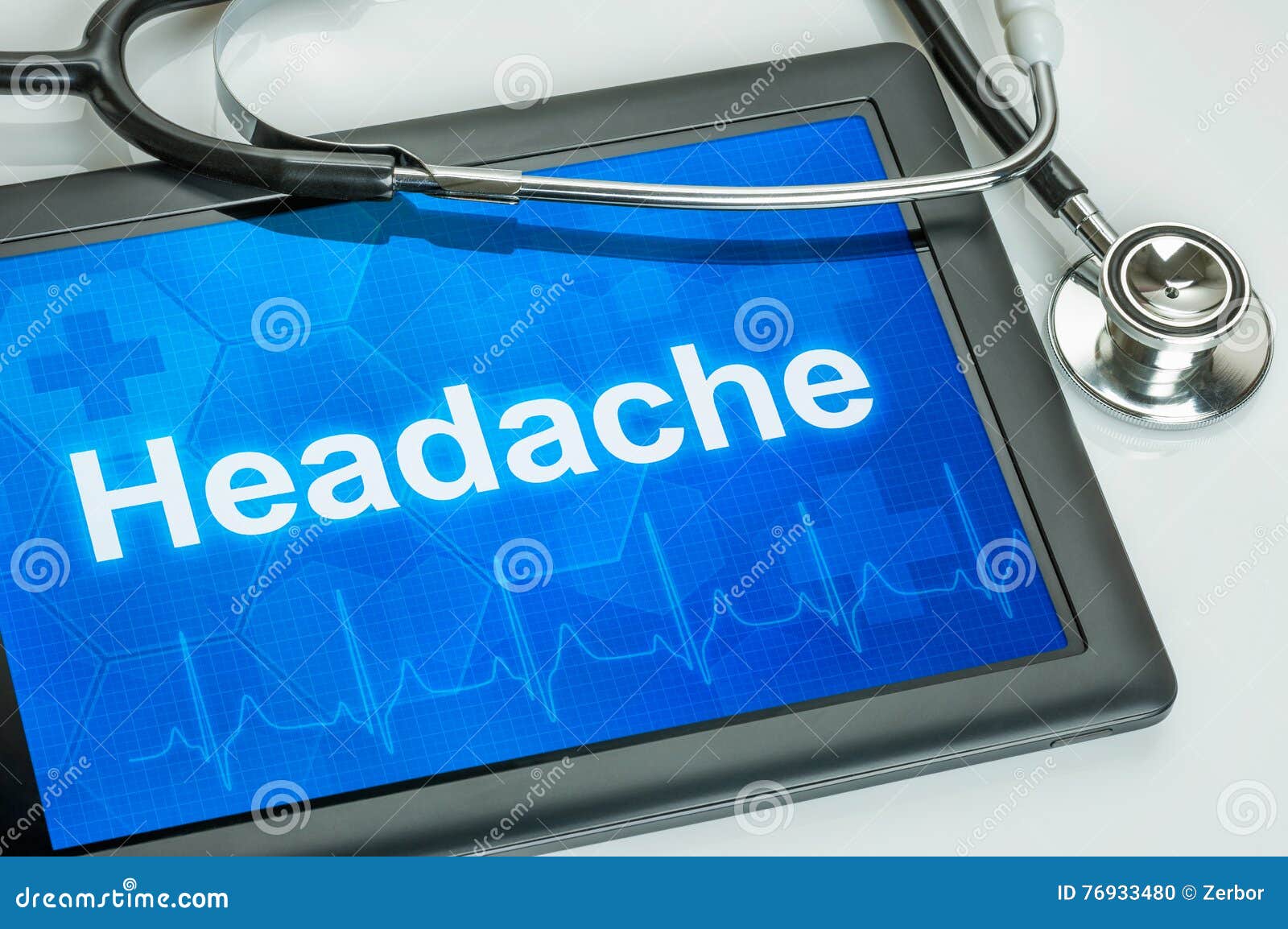 Tablet with the Diagnosis Headache Stock Photo Image of laptop