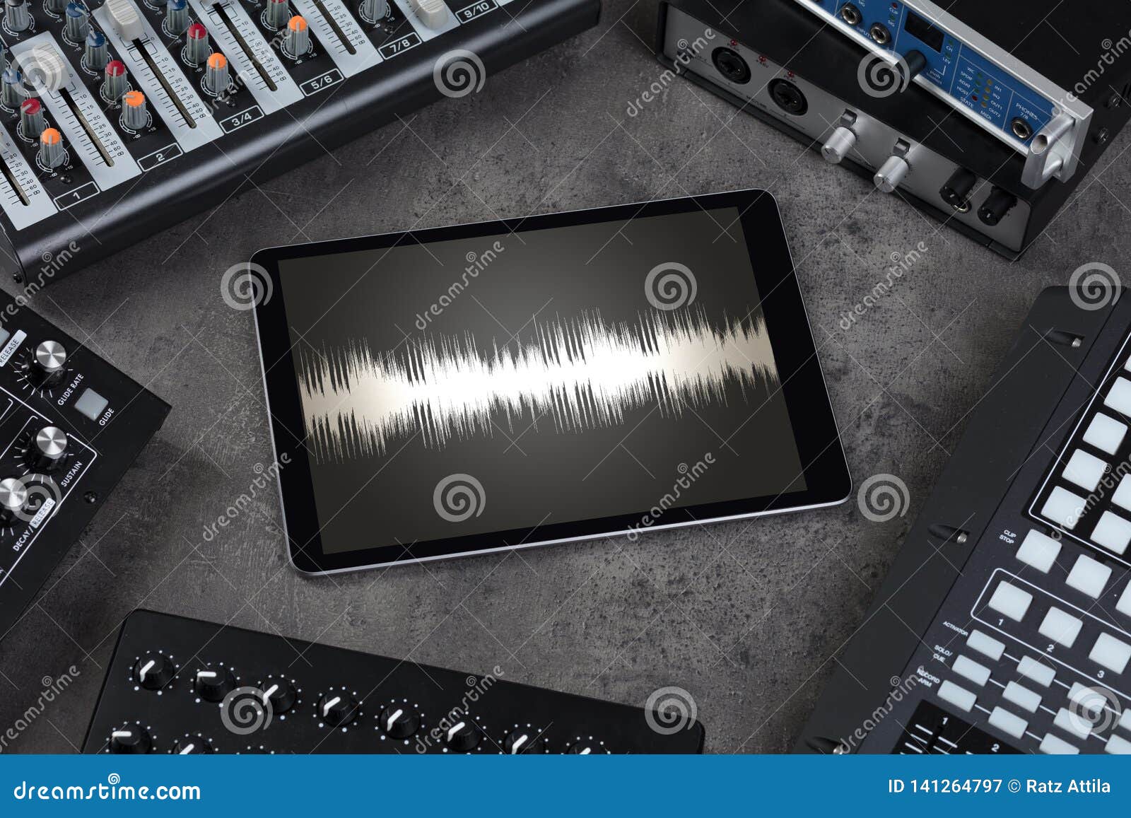 Tablet and Electronic Music Instruments Stock Image Image of