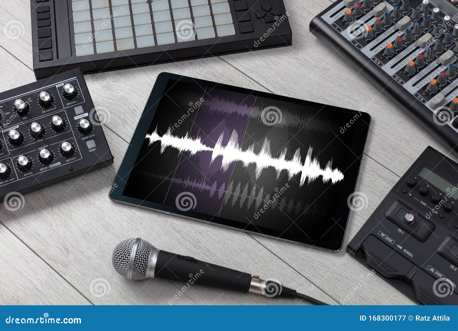 Tablet and Electronic Music Instruments Stock Image Image of