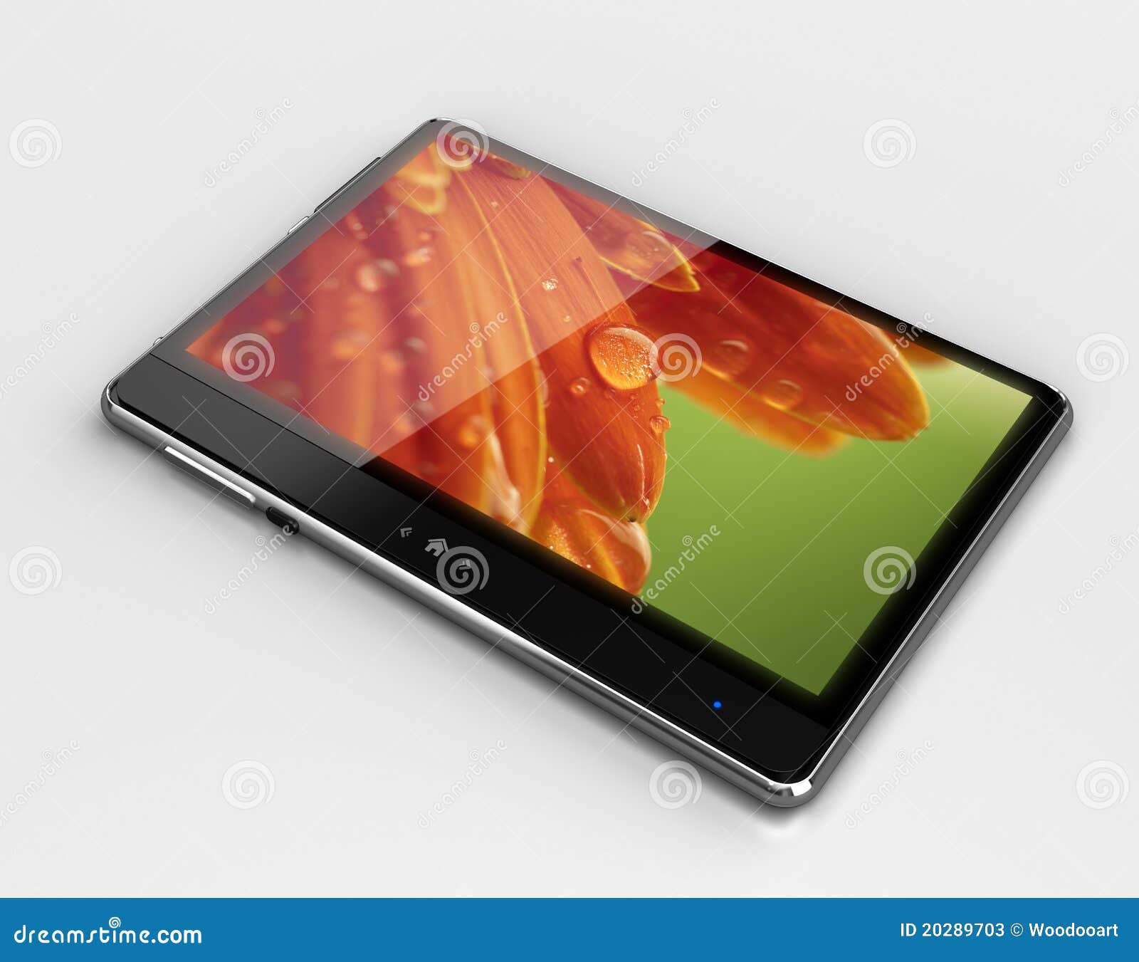 Tablet with Flower Photo on Screen Stock Image Image of music