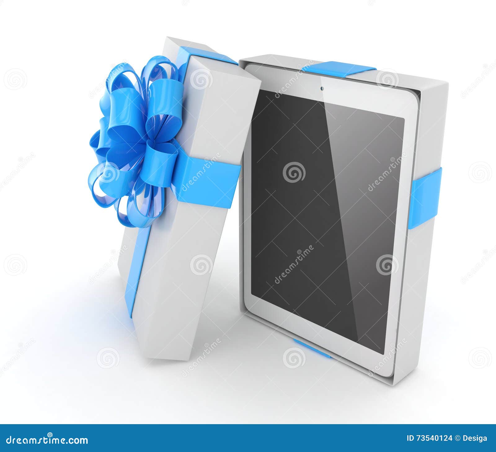 Tablet in Gift Box. 3D Rendering. Stock Illustration Illustration of
