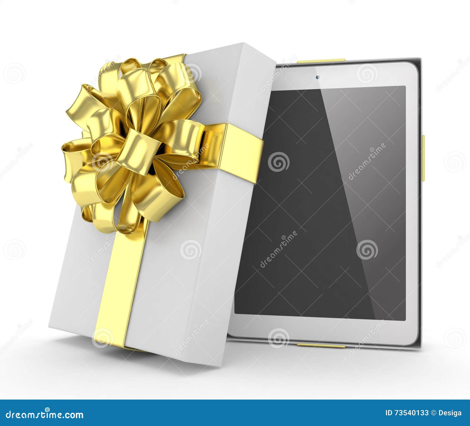 Tablet in Gift Box. 3D Rendering. Stock Illustration Illustration of